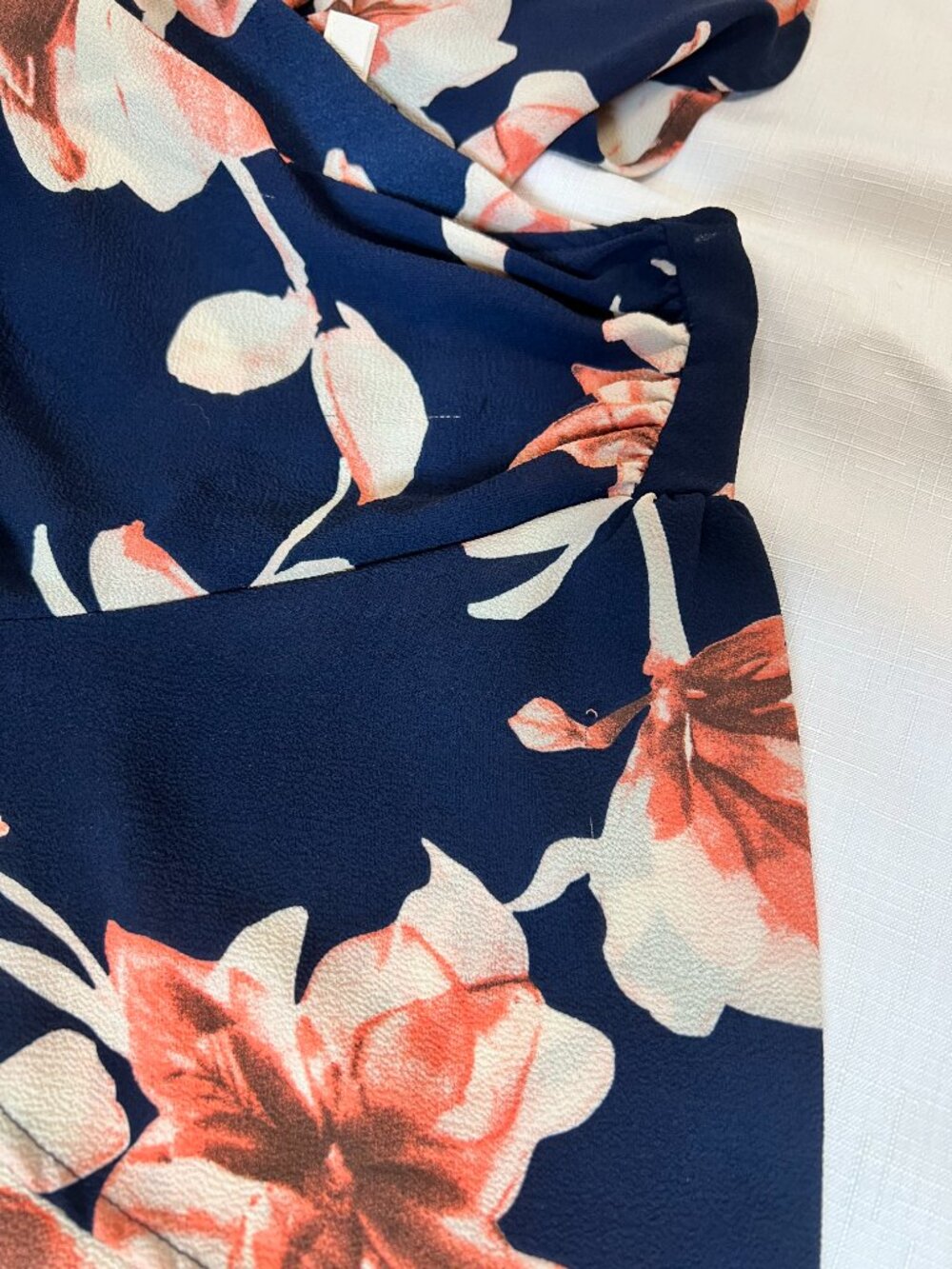 Peppermint Navy Coral Floral High-Low‎ Wrap Maxi Dress L Flutter Sleeve - Picture 16 of 16